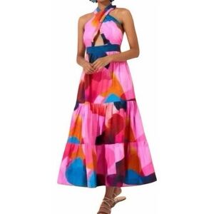 Oliphant Pink and Blue Maxi Dress